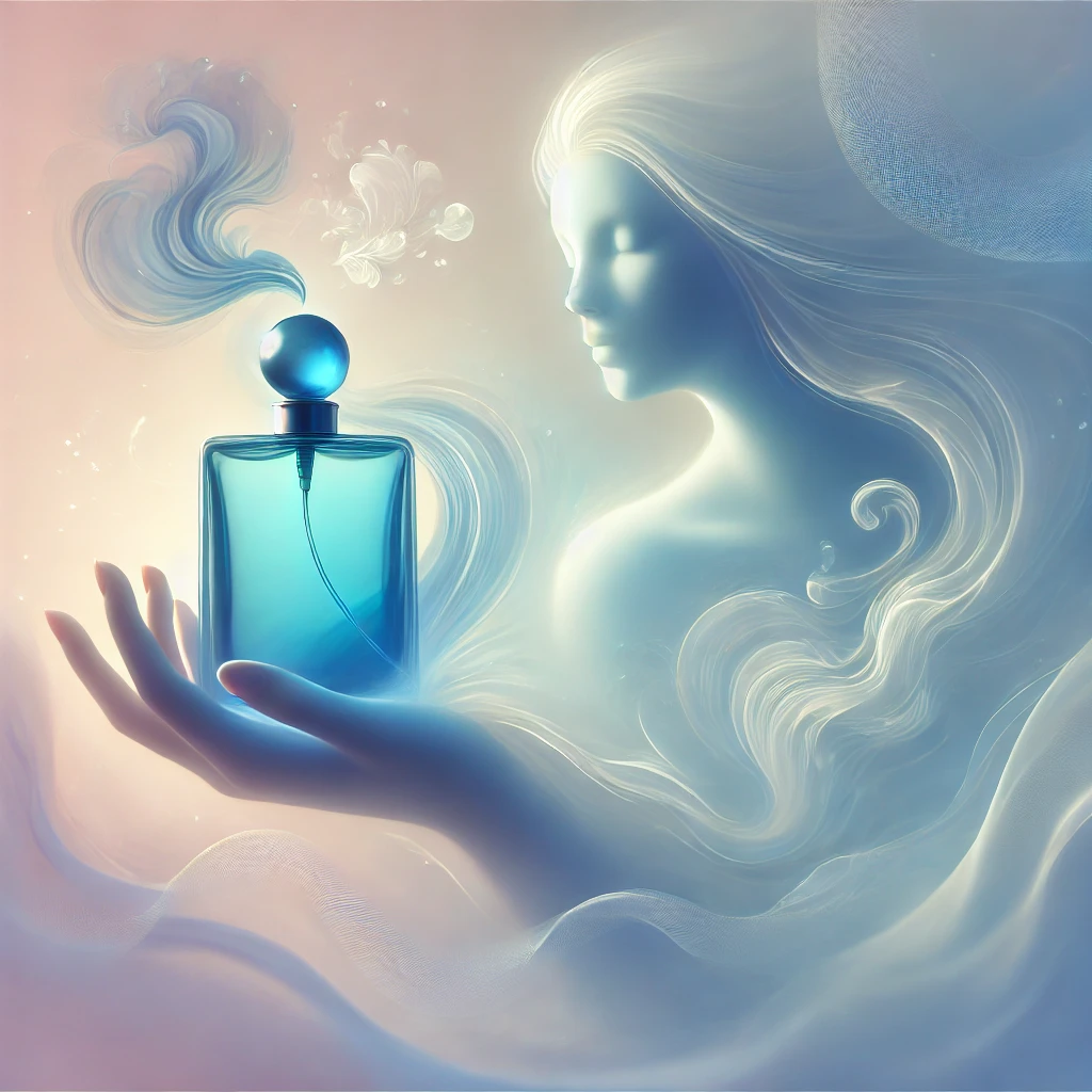 blue-perfume-bottle-filled-with-vapors-held-by-ghost-of-motherinlaw image